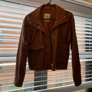 Abercrombie & Fitch brown Vegan Leather Moto Jacket